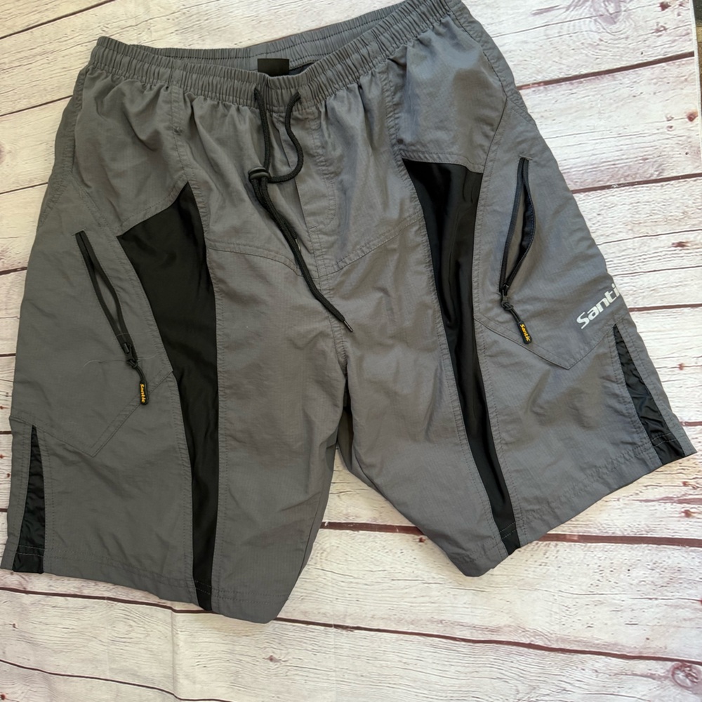 mens SANTIC cycling shorts 4X black‎ lined lightweight